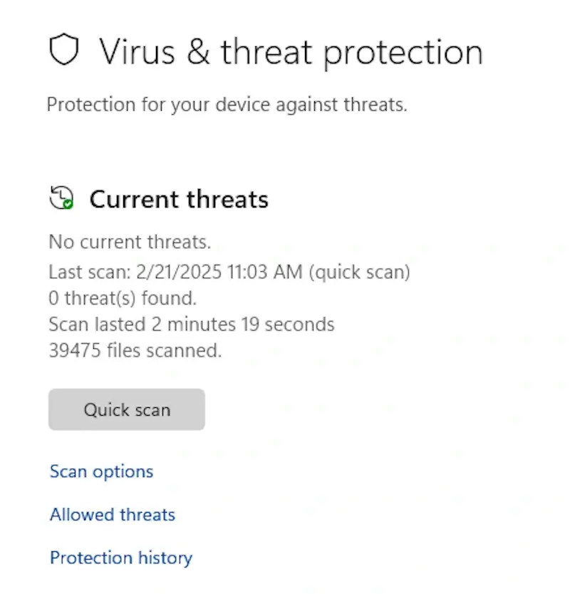 Virus and threat protection